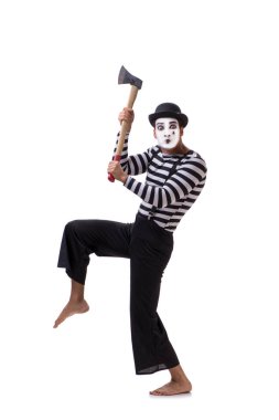 Beyaz arkaplanda baltalı pandomim