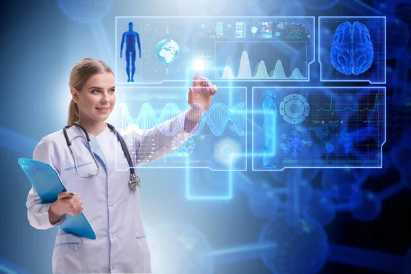 Woman doctor in telemedicine futuristic concept — Stock Photo, Image