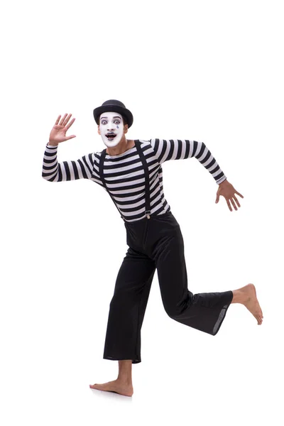 Jeune mime isolé sur fond blanc — Photo