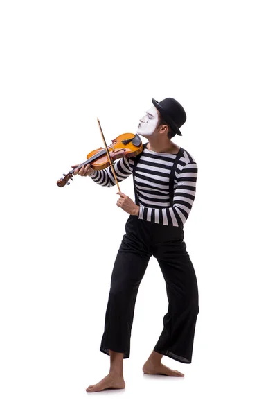 Mimo suonare il violino isolato su bianco — Foto Stock