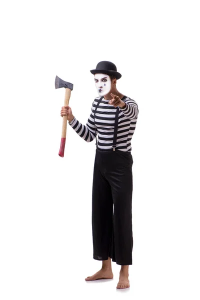 Mime med yxa isolerad på vit bakgrund — Stockfoto