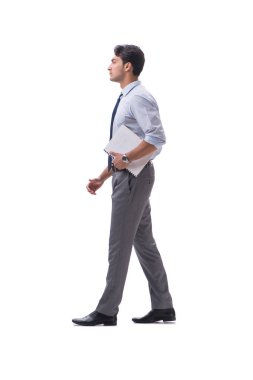 Beyaz zemin üzerinde izole iş adamı