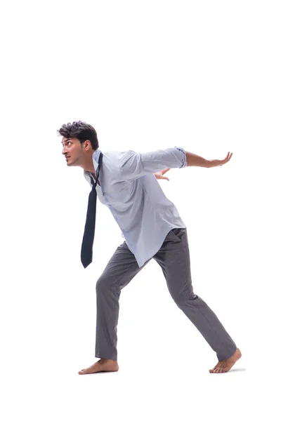 Barefooted businessman isolated on white background — Stock Photo, Image