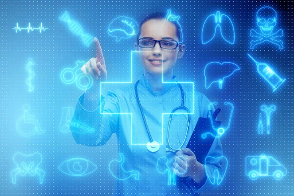 Kvinna läkare i telemedicin futuristiska koncept — Stockfoto