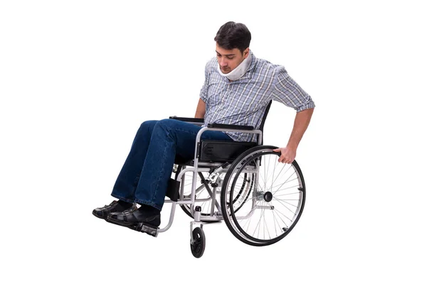 Człowiek cierpiący na kontuzję na wózku inwalidzkim — Zdjęcie stockowe