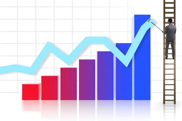 Empresario escalando hacia el crecimiento de las estadísticas —  Fotos de Stock