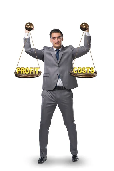 Empresario en concepto de balance beneficio beneficio — Foto de Stock