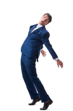 Beyaz arka plan üzerinde izole genç kukla işadamı