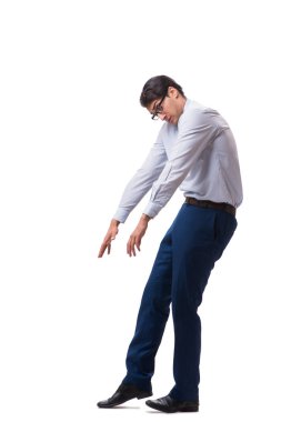 Beyaz arka plan üzerinde izole genç kukla işadamı