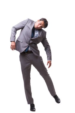 Beyaz arka plan üzerinde izole genç kukla işadamı