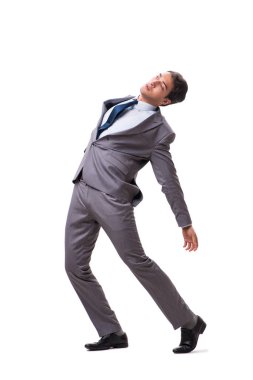 Beyaz arka plan üzerinde izole genç kukla işadamı