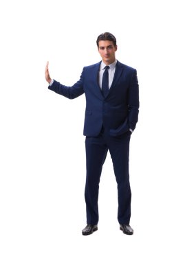 Genç işadamı beyaz arka planda izole edilmiş 