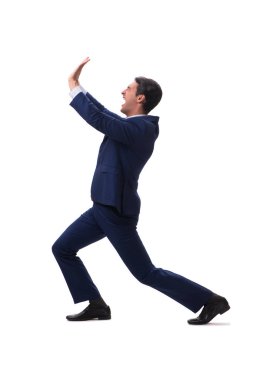 Genç işadamı beyaz arka planda izole edilmiş 