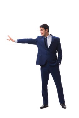 Genç işadamı beyaz arka planda izole edilmiş 