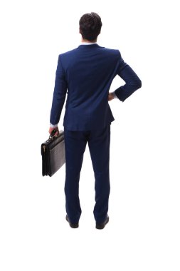 Genç işadamı beyaz arka planda izole edilmiş 