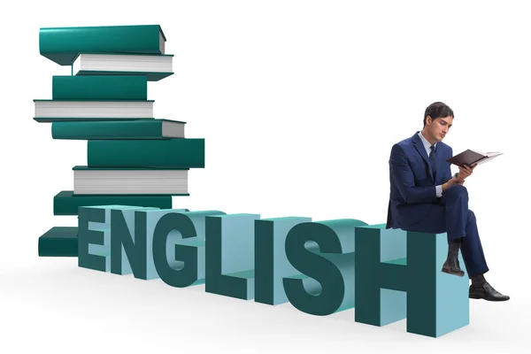 Uomo d'affari in inglese concetto di formazione linguistica — Foto Stock