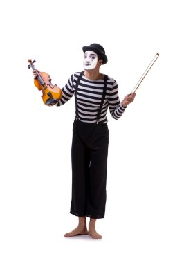 Pandomimci beyazda keman çalıyor