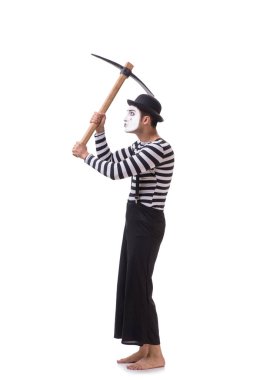 Beyaz arkaplanda baltalı pandomim