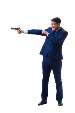 Beyaz zemin üzerinde izole iş adamı