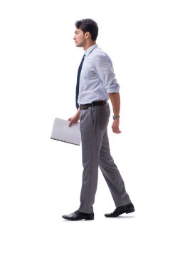 Beyaz zemin üzerinde izole iş adamı