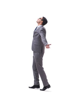 Beyaz zemin üzerinde izole iş adamı