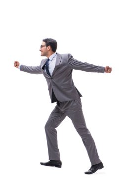 Beyaz zemin üzerinde izole iş adamı