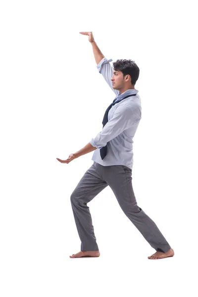 Barefooted businessman isolated on white background — Stock Photo, Image