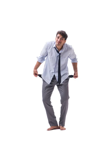 Empresário descalço isolado em fundo branco — Fotografia de Stock