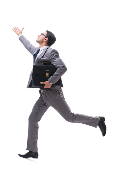 Hombre de negocios con maletín aislado en blanco — Foto de Stock