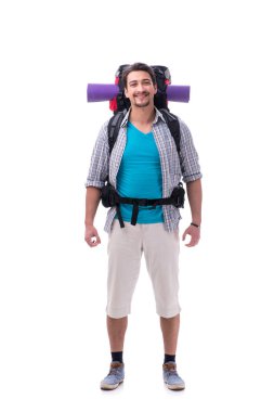 Büyük sırt çantalı sırt çantası beyaz üzerinde izole