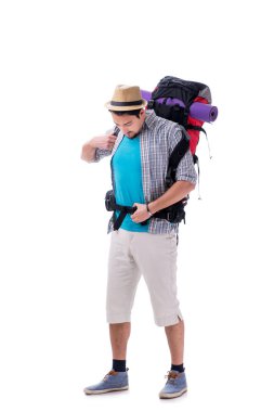 Büyük sırt çantalı sırt çantası beyaz üzerinde izole