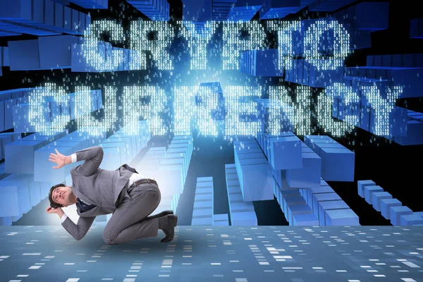 Homme d'affaires confus sur toutes les crypto-monnaies — Photo