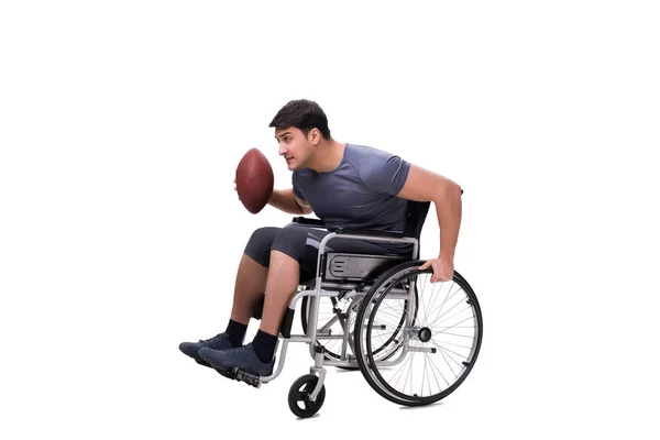 Fotbalista zotavuje ze zranění na invalidní vozík — Stock fotografie