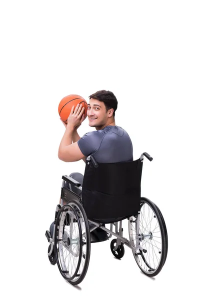 Jogador de basquete se recuperando de lesão em cadeira de rodas — Fotografia de Stock