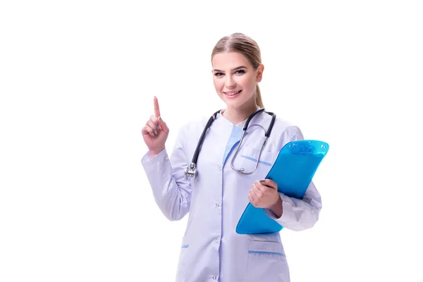 Jovem médico isolado no fundo branco — Fotografia de Stock