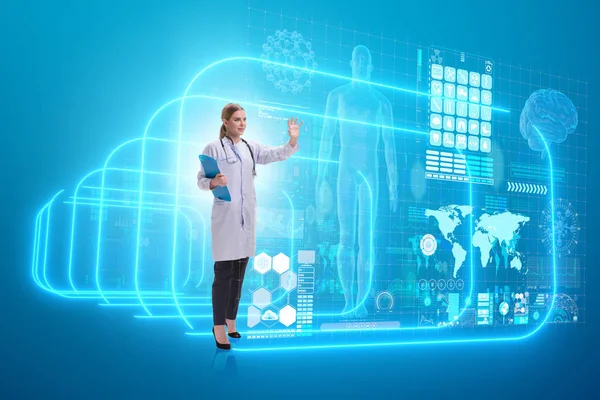 Woman doctor in telemedicine futuristic concept