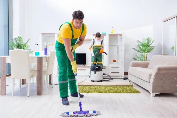 Cleaning professional contractors working at house