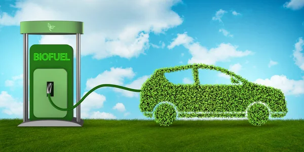 Auto mit Biokraftstoff - 3D-Rendering — Stockfoto