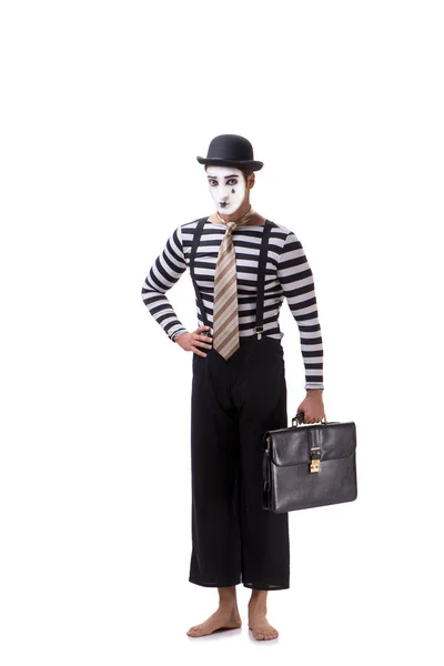 Mime with briefcase isolated on white background — Stock Photo, Image