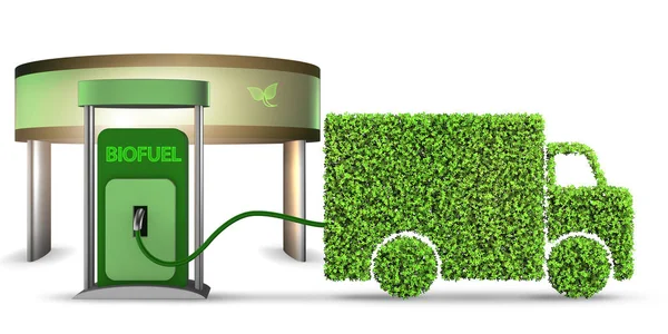 Delivery van powered by biofuel - 3d rendering — Stock Image Delivery van powered by biofuel - 3d rendering Stock Image