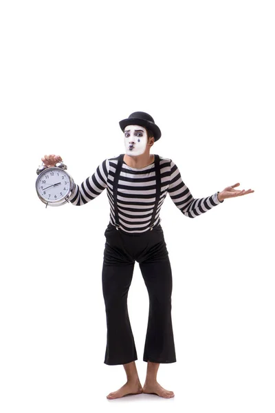 Mime in time management concept isolated on white background — Stock Photo, Image