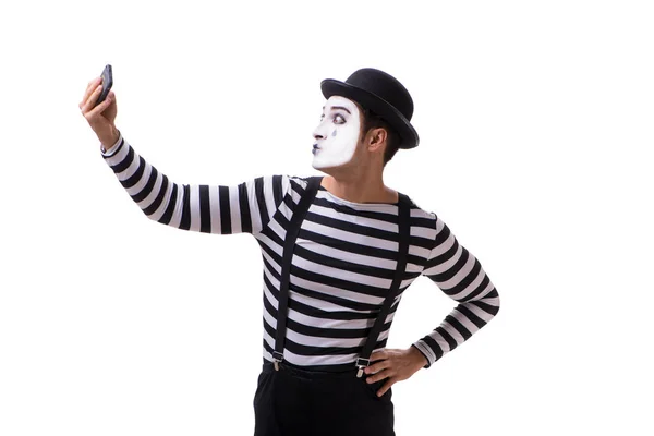흰색 배경에 고립 된 스마트폰으로 mime — 스톡 사진