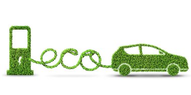 Temiz yakıt ve çevre dostu araçlar kavramı - 3D görüntüleme