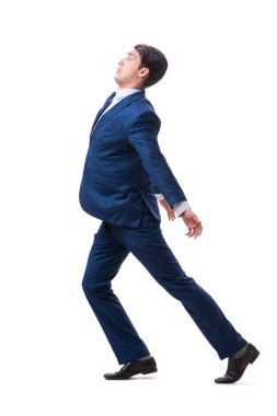 Beyaz arka plan üzerinde izole genç kukla işadamı