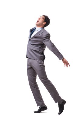 Beyaz arka plan üzerinde izole genç kukla işadamı