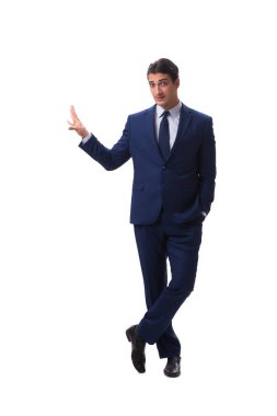 Genç işadamı beyaz arka planda izole edilmiş 