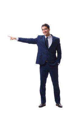 Genç işadamı beyaz arka planda izole edilmiş 