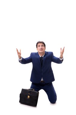 Genç işadamı beyaz arka planda izole edilmiş 