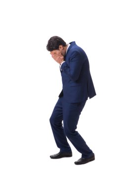 Genç işadamı beyaz arka planda izole edilmiş 