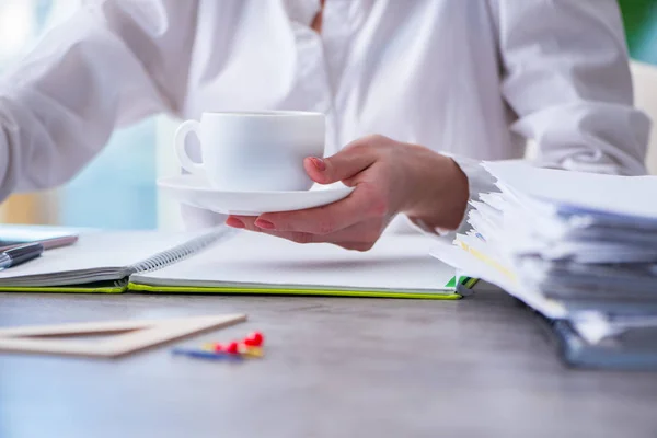 Mani di donna che lavorano al computer alla scrivania — Foto Stock